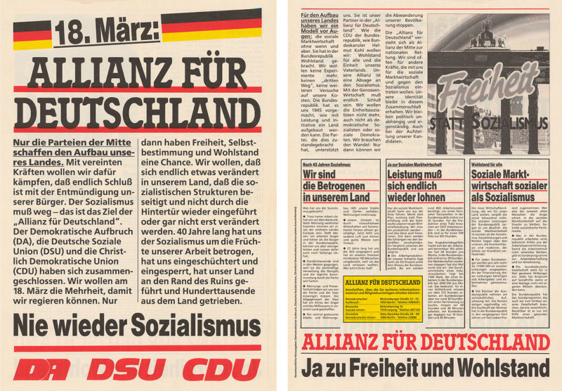 05.02.1990: "Allianz für Deutschland" geht als konservatives Wahlbündnis bei der Volkskammerwahl ins Rennen.